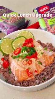 Fresh sashimi, a kick of chilli and a sharp squeeze of lime over KOKA Chilli Lime Purple Corn Noodles.Baked, not fried, with 20% wholegrains and 9g of protein per 70g pack.Would you try this noodle upgrade?#KOKANoodles #PurpleCornNoodles #NoodleRecipe #instantnoodles